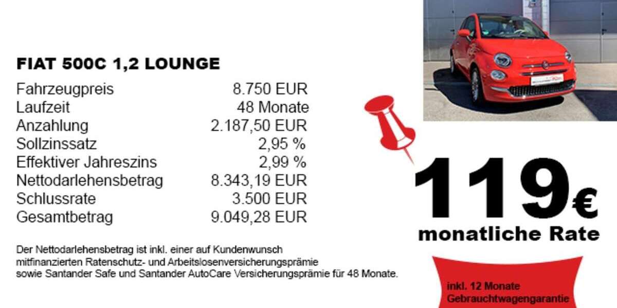 Fiat 500 11.296 km 8.750 &euro; Backnang 71522