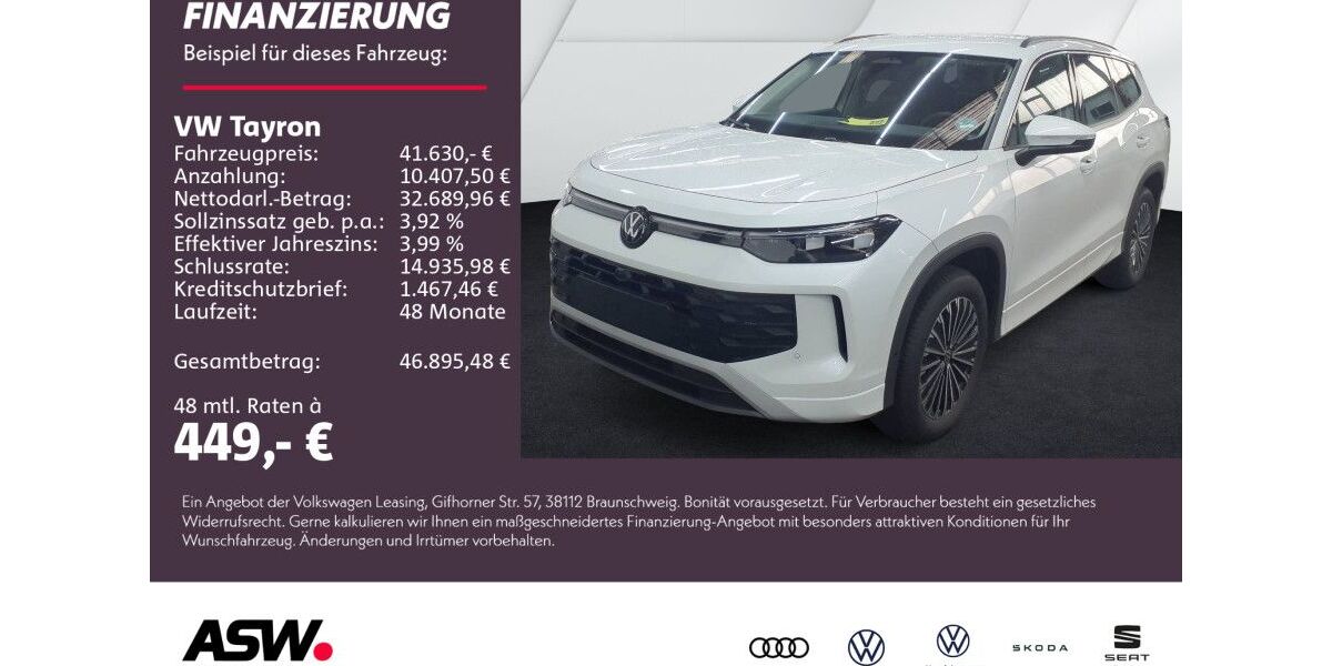 VW Tayron 25.700 km 41.630 &euro; Weinsberg 74189