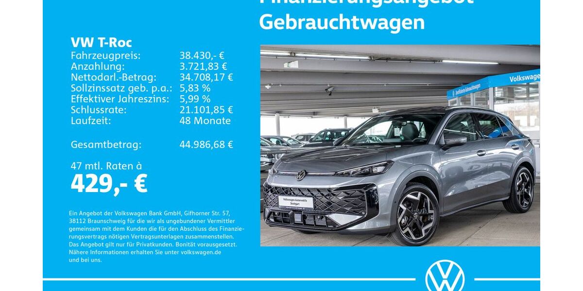 VW T-Roc 1.505 km 37.430 &euro; Stuttgart-Wangen 70188
