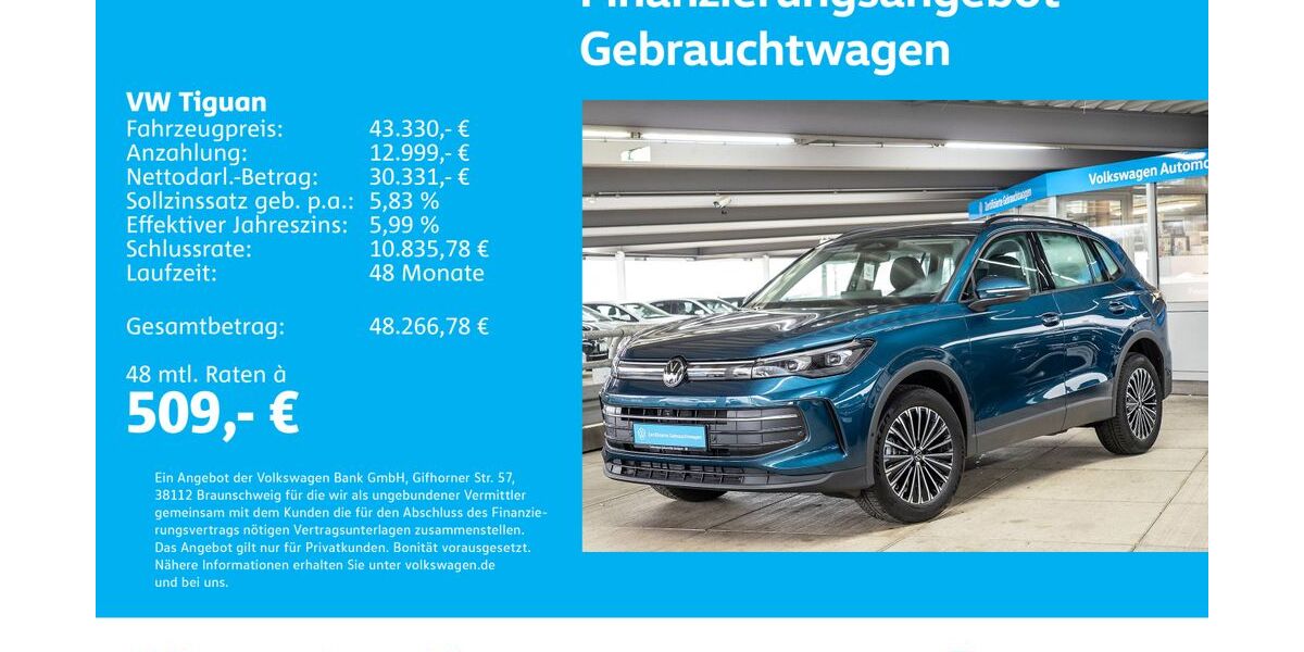 VW Tiguan 9.197 km 43.330 &euro; Stuttgart-Wangen 70188