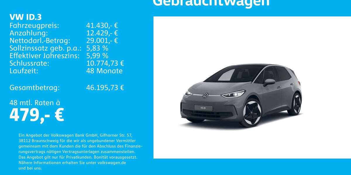 VW ID.3 6.604 km 41.430 &euro; Stuttgart 70469