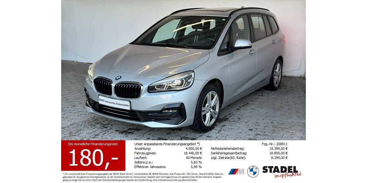 BMW 216 Gran Tourer 99.430 km 17.249 &euro; Heilbronn 74074