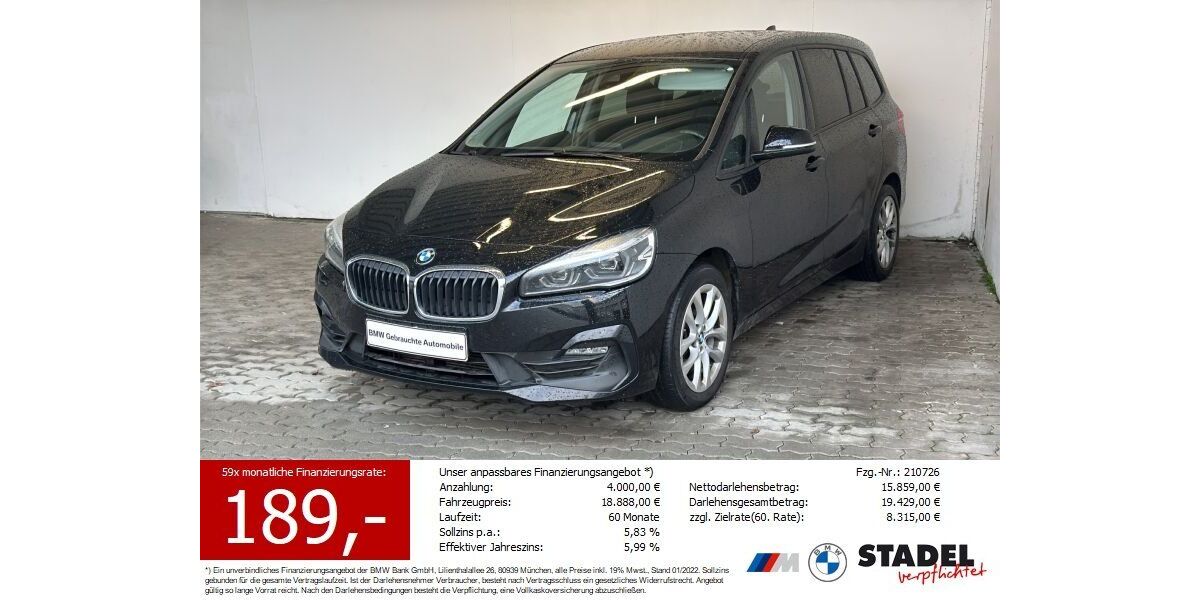 BMW 218 Gran Tourer 166.730 km 14.949 &euro; Heilbronn 74074