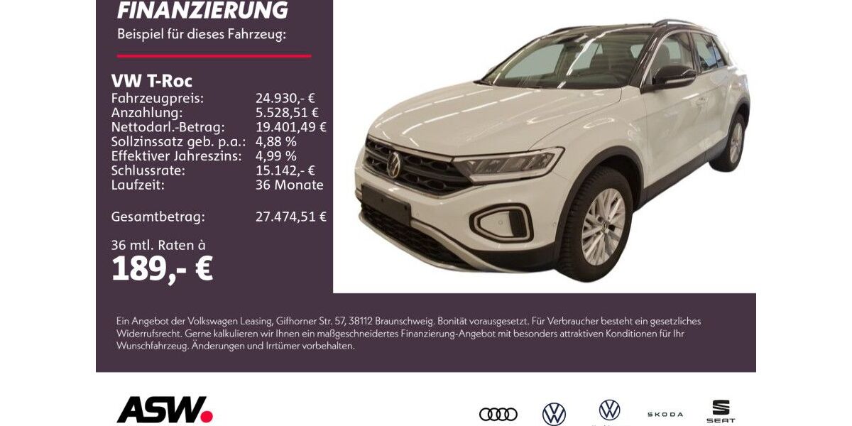 VW T-Roc 4.990 km 23.930 &euro; Weinsberg 74189