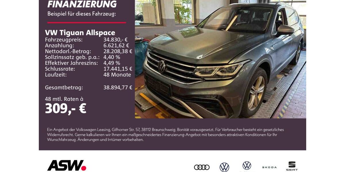 VW Tiguan Allspace 88.500 km 34.830 &euro; Weinsberg 74189